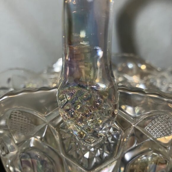 Vintage Bridal Basket‎ Iridescent Carnival Glass by L.E. Smith Quintec Design - Picture 7 of 7